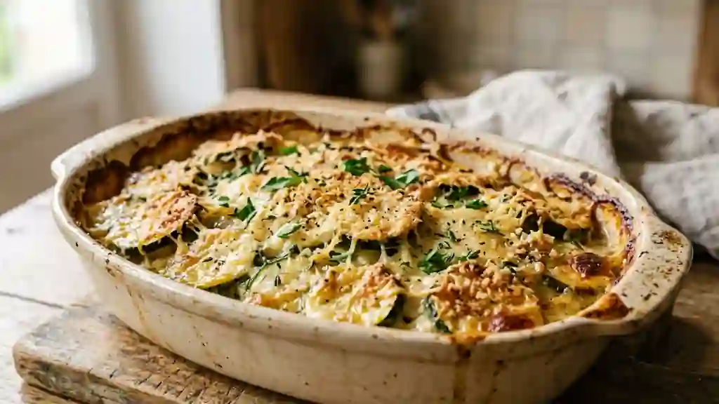 Gratin de courgettes fondant au parmesan - Photo de présentation