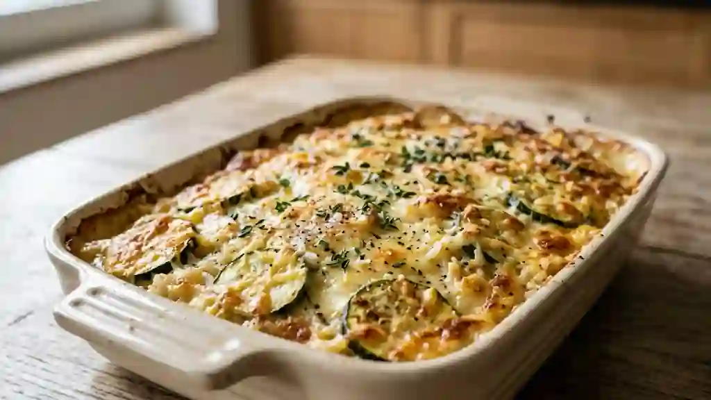Gratin de courgettes au riz doré et onctueux - Photo de présentation