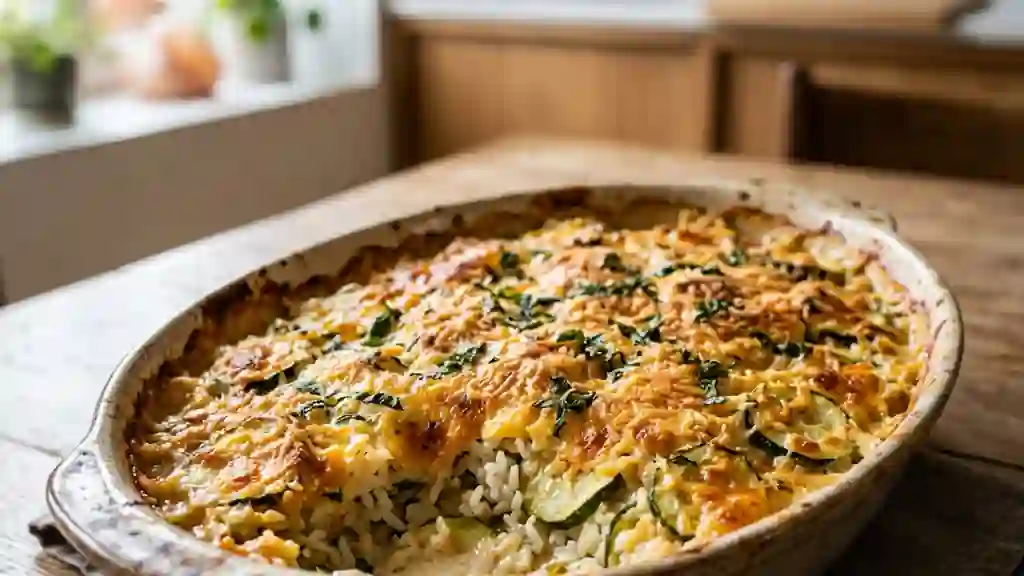 Gratin de riz aux courgettes fondant et basilic - Photo de présentation