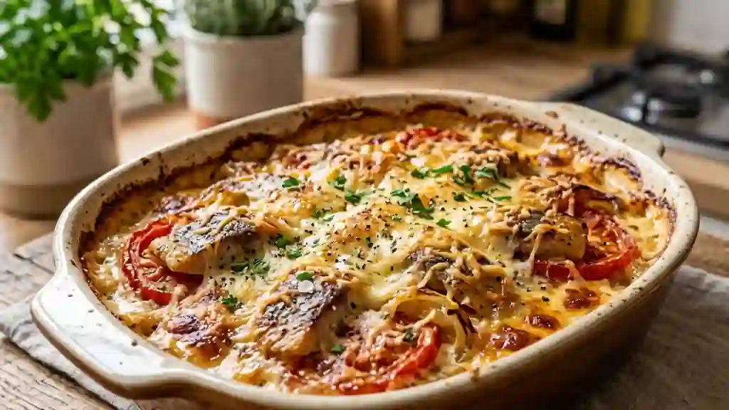 Gratin de harengs aux tomates et oignons - Photo de présentation