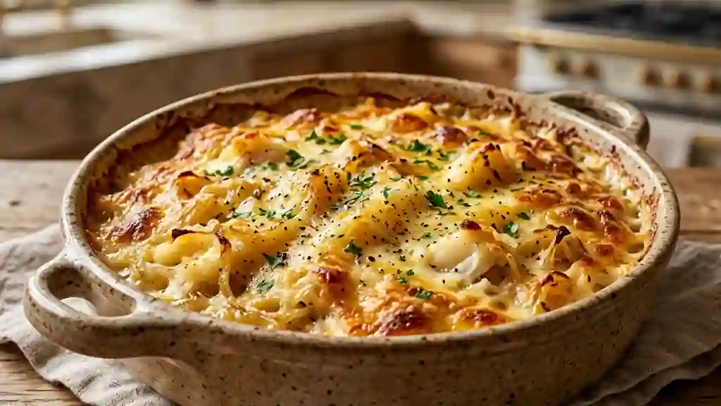 Effiloché de morue gratiné aux oignons doux - Photo de présentation