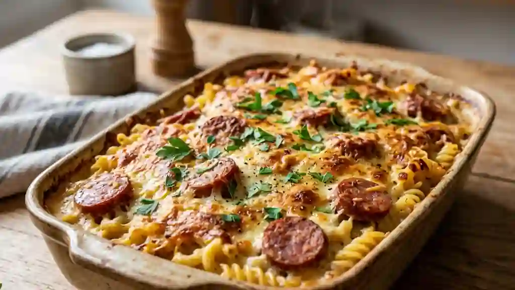 Pâtes gratinées à la Morteau et crème fondante - Photo de présentation