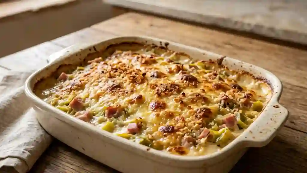 Poireaux fondants au jambon et parmesan - Photo de présentation