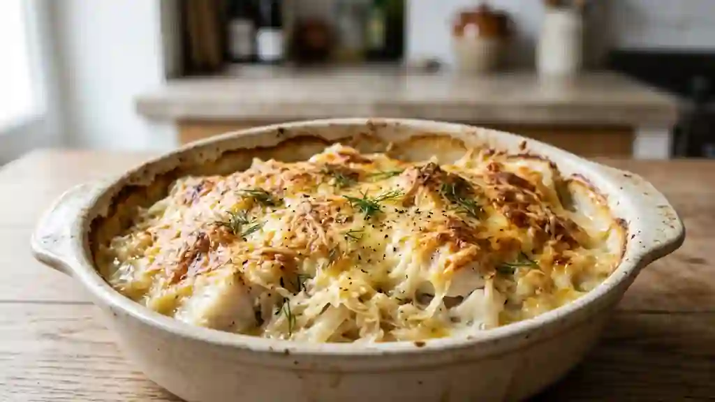 Poisson à la choucroute gratiné et onctueux - Photo de présentation