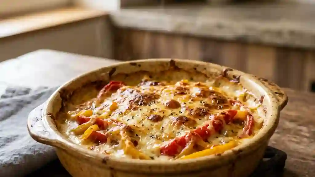 Gratin de poivrons fondants et crème ailée - Photo de présentation