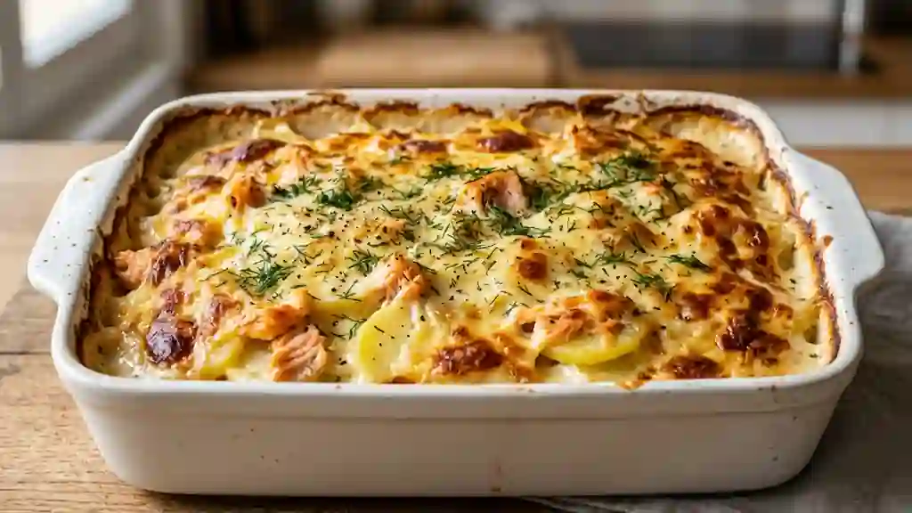 Gratin fondant de pommes de terre et saumon - Photo de présentation