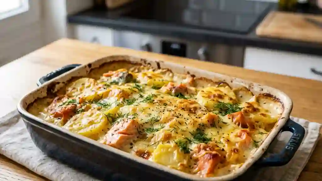 Gratin onctueux aux deux saumons et aneth - Photo de présentation