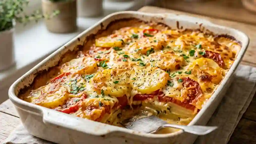 Gratin fondant de pommes de terre et tomates - Photo de présentation