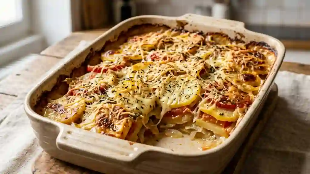 Gratin fondant de pommes de terre et tomates - Photo de présentation