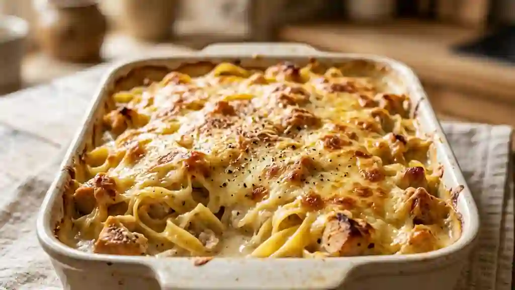 Tagliatelles au Poulet Crémeuses et Gratinées - Photo de présentation
