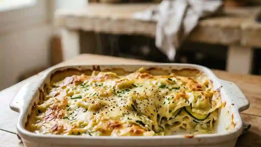 Gratin de ravioles aux courgettes crémeux - Photo de présentation