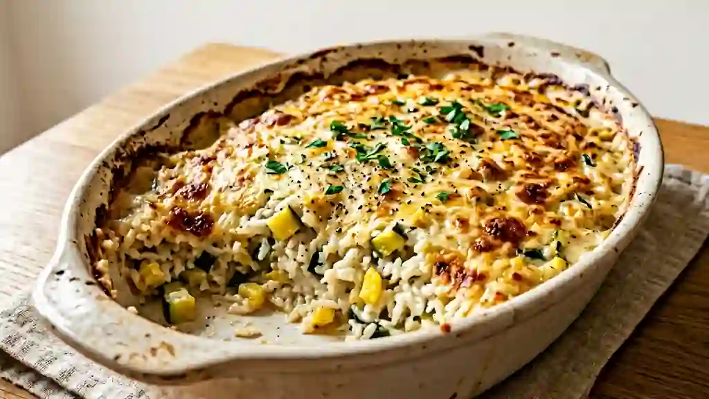 Gratin de riz crémeux aux courgettes - Photo de présentation