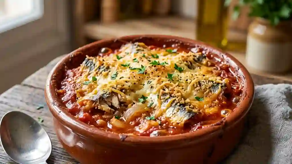Gratin de sardines à la tomate et croûte dorée - Photo de présentation