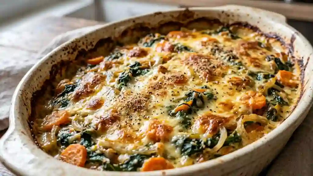 Gratin fondant d'épinards et carottes douces - Photo de présentation