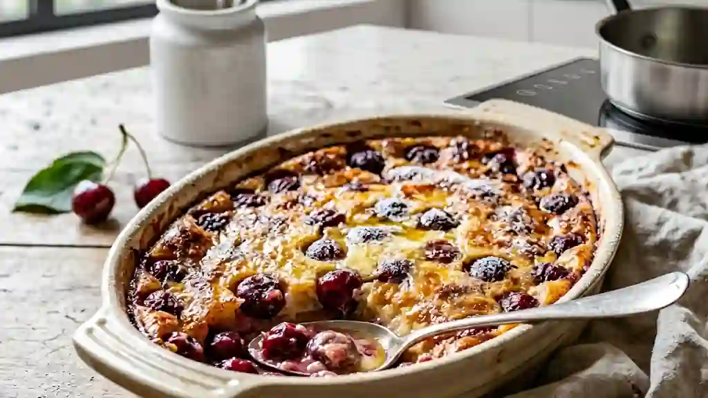 Gratinée de cerises onctueuse et dorée - Photo de présentation
