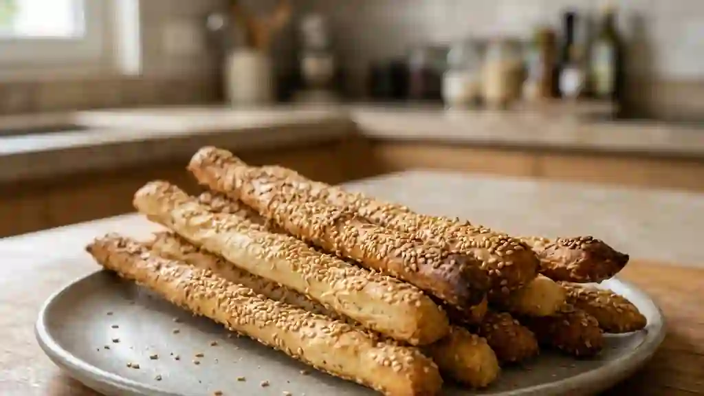 Gressins craquants à l'huile d'olive et sésame - Photo de présentation