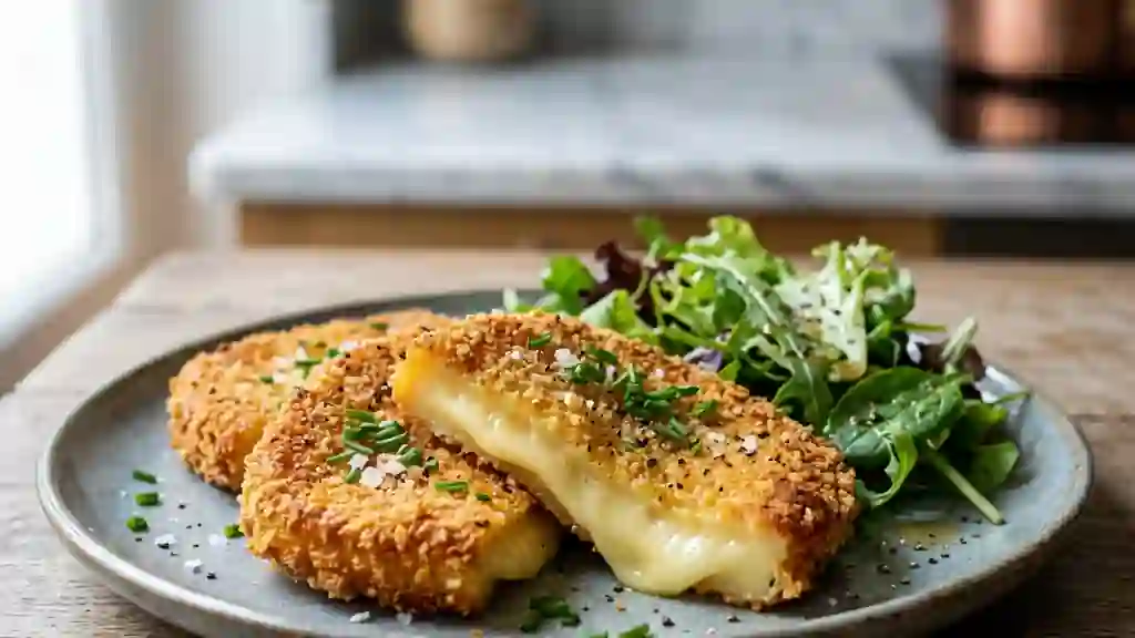 Gruyère Pané au Cœur Coulant et Doré - Photo de présentation