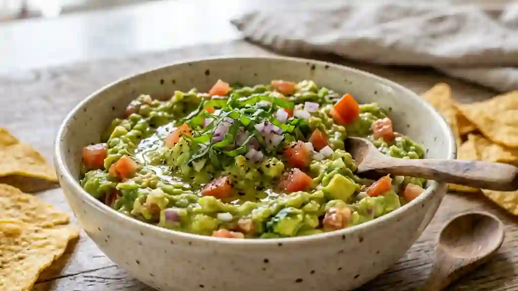 Guacamole crémeux au basilic frais - Photo de présentation
