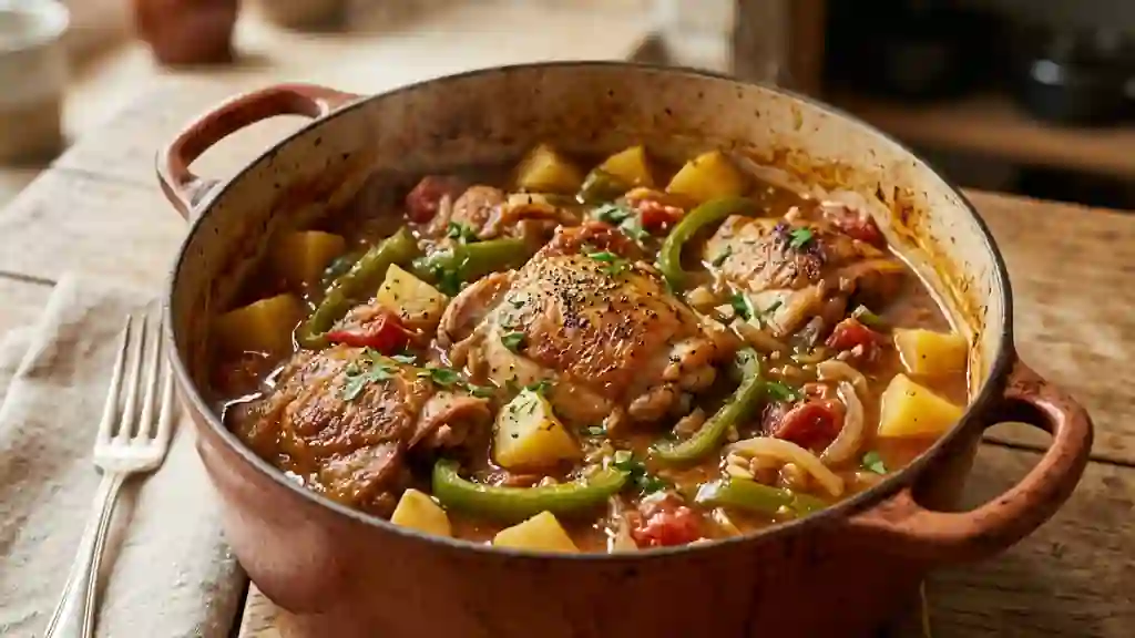 Guisado de poulet fondant aux pommes de terre - Photo de présentation