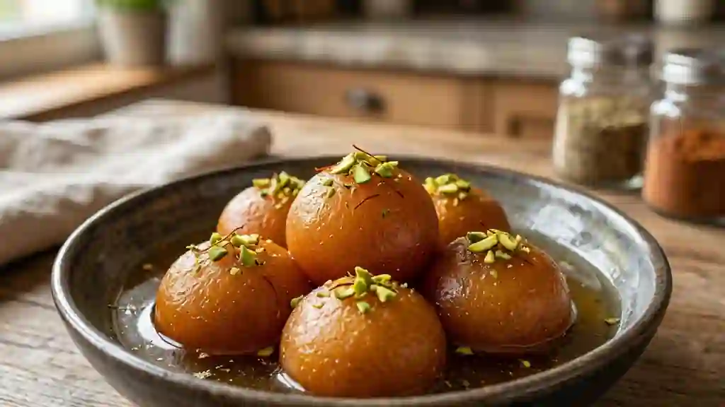 Gulab Jamun fondants au sirop de rose - Photo de présentation