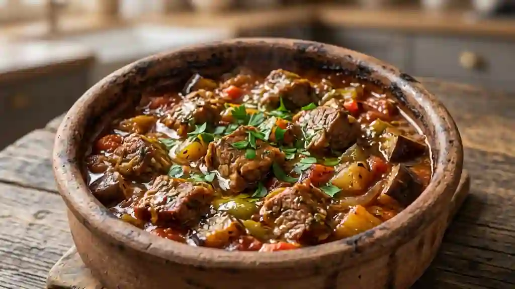 Güveç d'agneau fondant aux aubergines - Photo de présentation