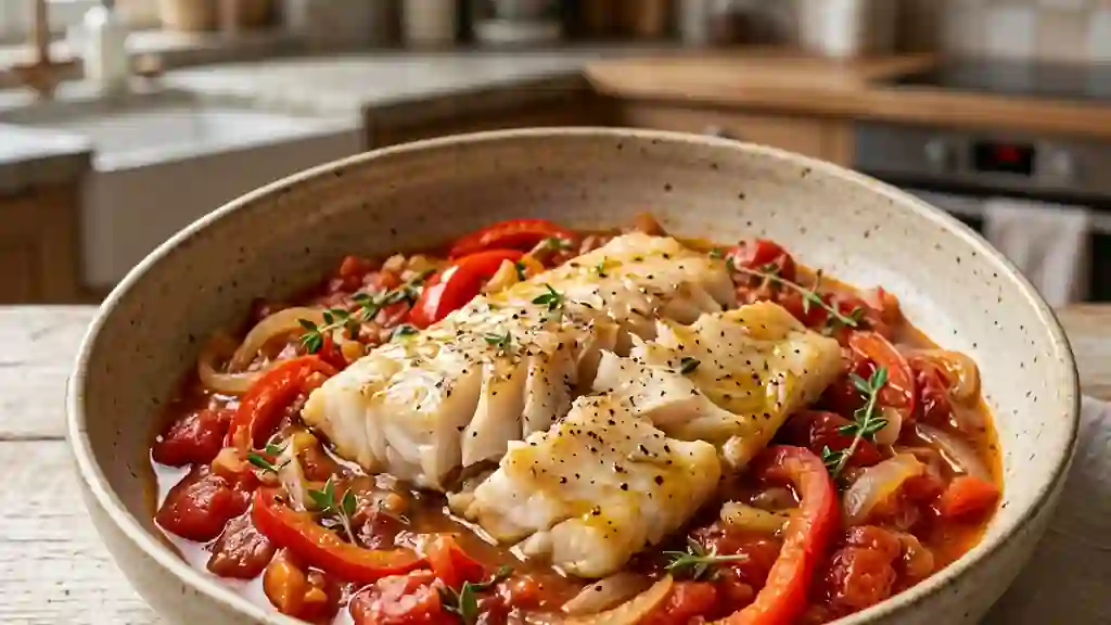 Haddock fondant au confit de poivrons - Photo de présentation