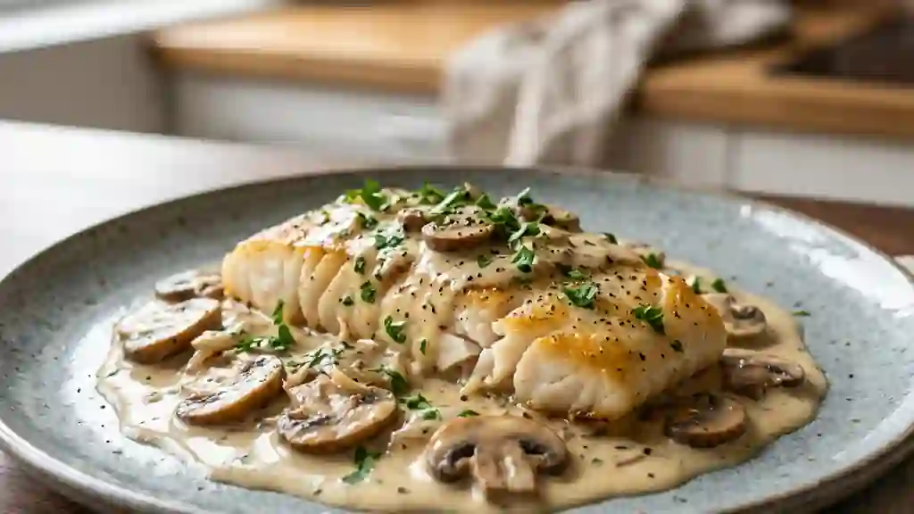 Haddock fondant, sauce onctueuse aux champignons - Photo de présentation