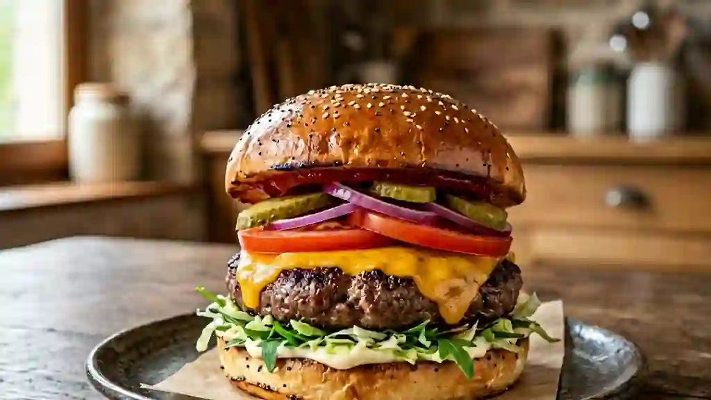 Burger de Salford au Cheddar Fondant - Photo de présentation