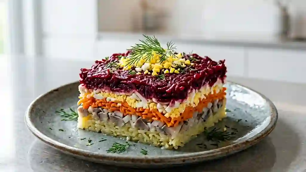 Salade Shuba fondante au hareng et betterave - Photo de présentation