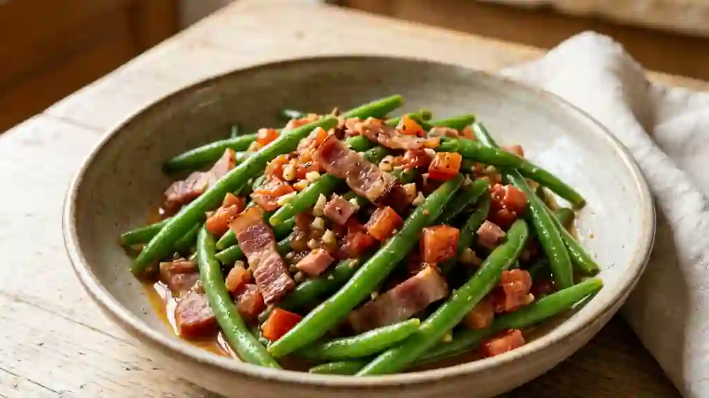 Haricots à l'albigeoise, jambon cru et ail fondant - Photo de présentation
