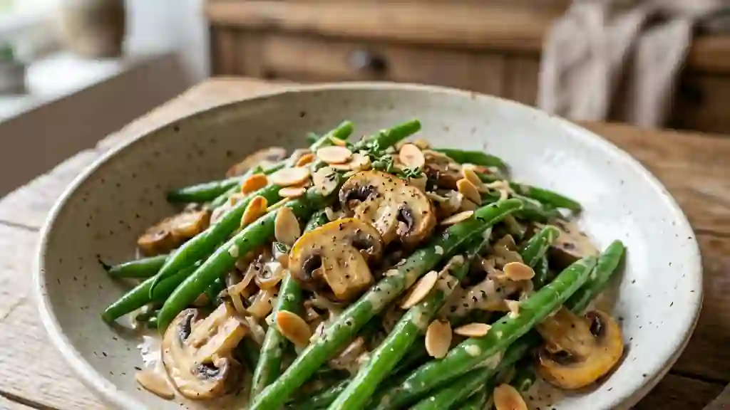 Haricots verts fondants aux amandes grillées - Photo de présentation