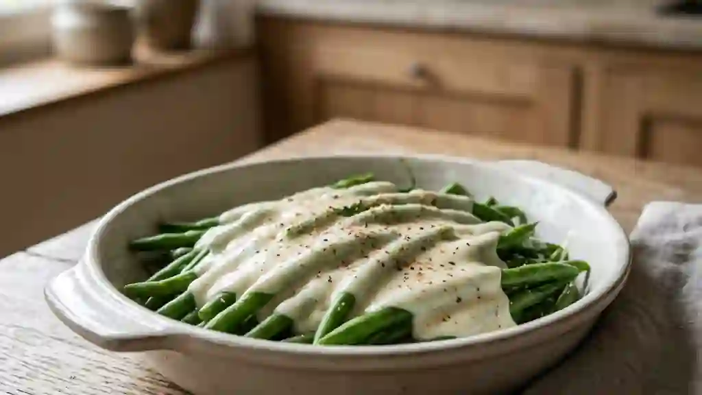 Haricots verts onctueux à la béchamel - Photo de présentation