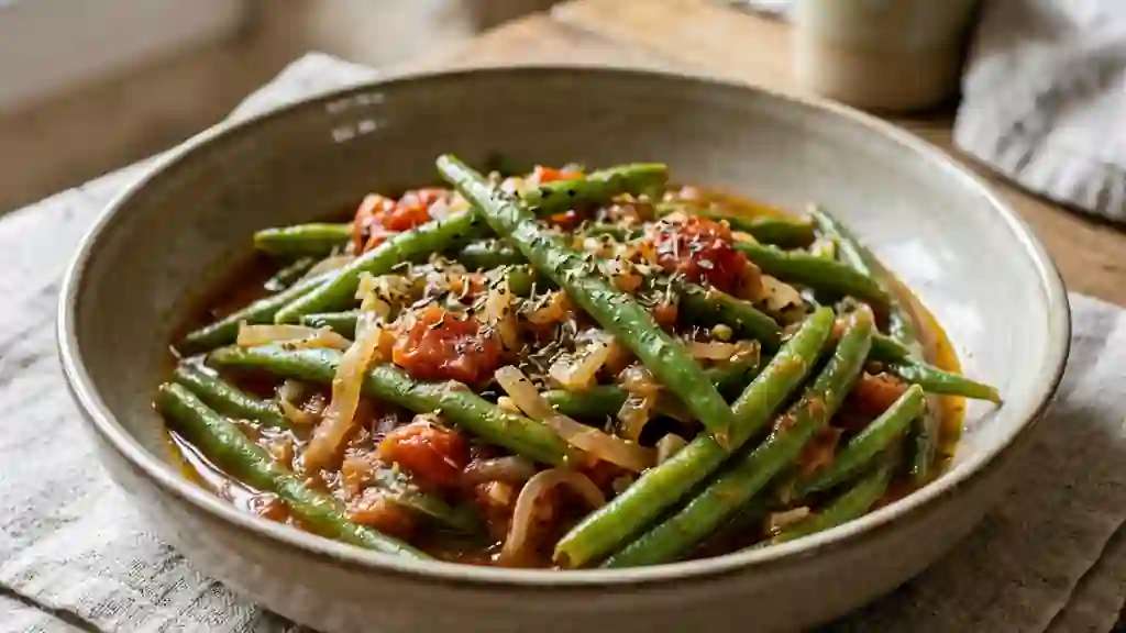 Haricots verts fondants à la tomate - Photo de présentation