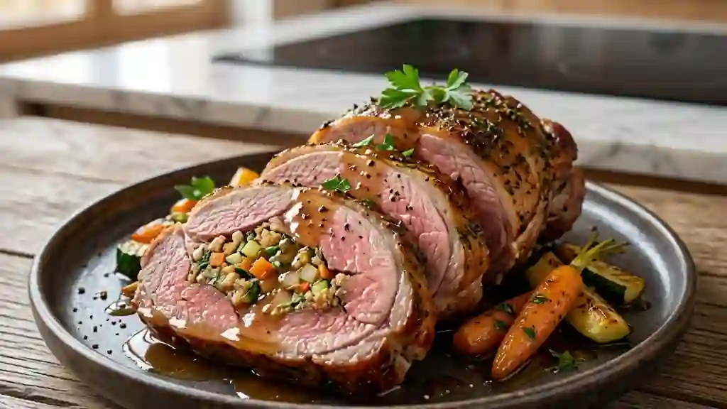 Agneau farci fondant aux petits légumes - Photo de présentation