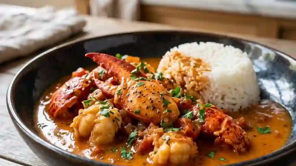Homard à l'armoricaine, sauce onctueuse au cognac - Photo de présentation
