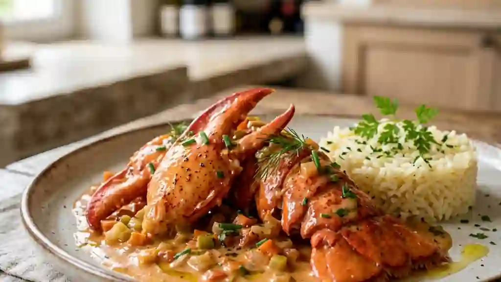 Homard Flambé au Cognac et Velouté de Légumes - Photo de présentation