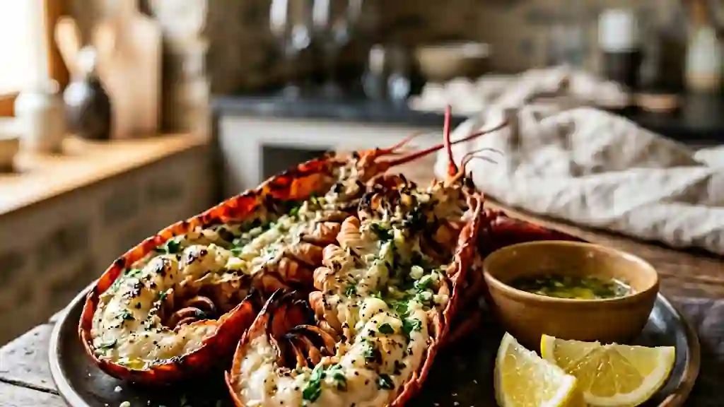 Homard grillé au beurre d'ail et citron - Photo de présentation