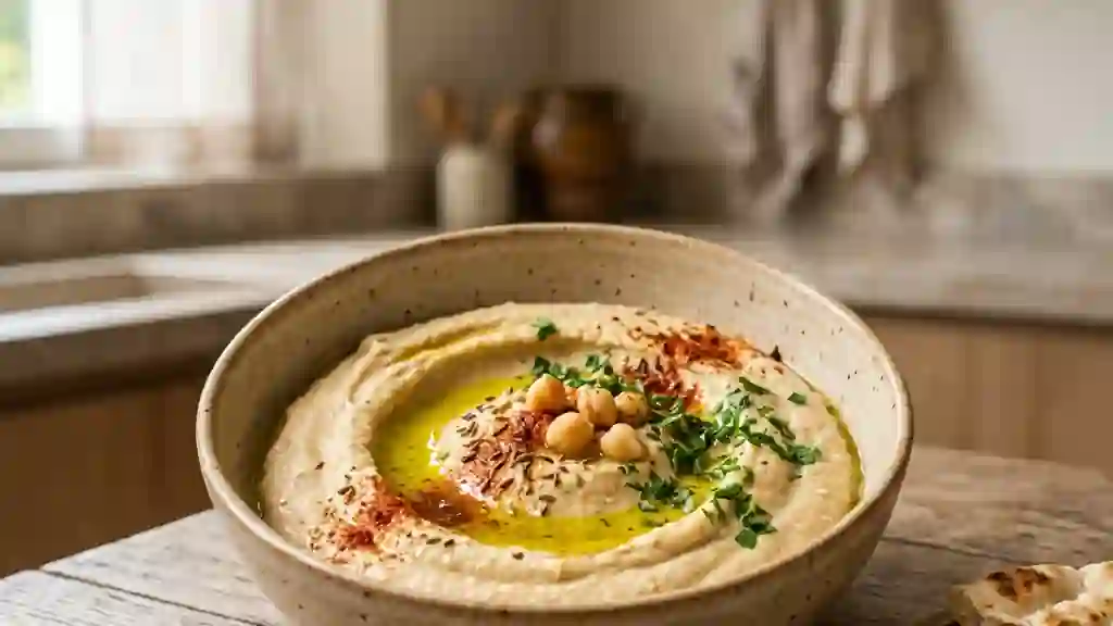 Houmous crémeux au tahini et cumin - Photo de présentation