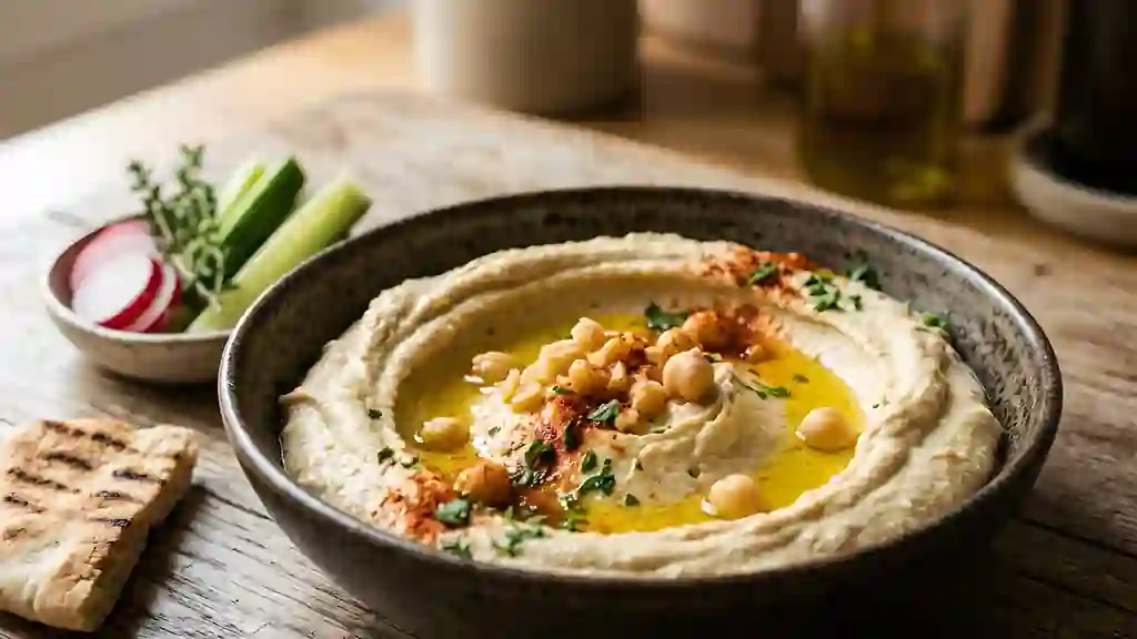 Houmous onctueux au tahini et citron - Photo de présentation