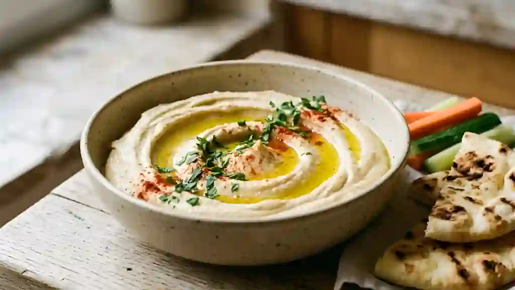 Houmous onctueux au tahini et citron - Photo de présentation