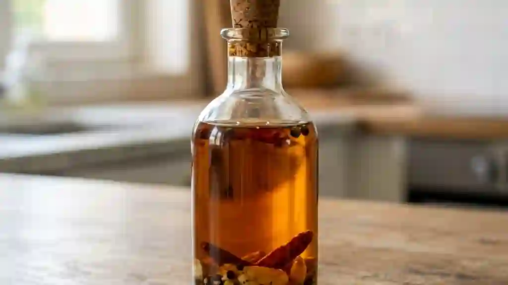 Huile d'olive ardente à l'ail et piment - Photo de présentation