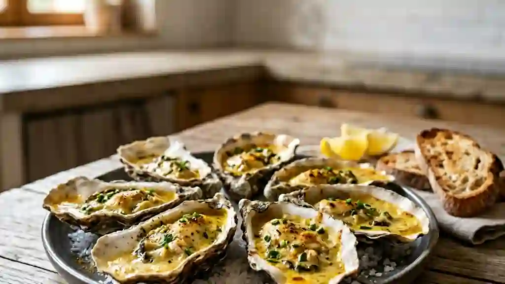 Huîtres gratinées au curry et crème soyeuse - Photo de présentation