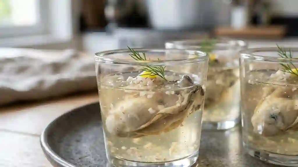 Huîtres fraîches et gelée de Champagne perlée - Photo de présentation