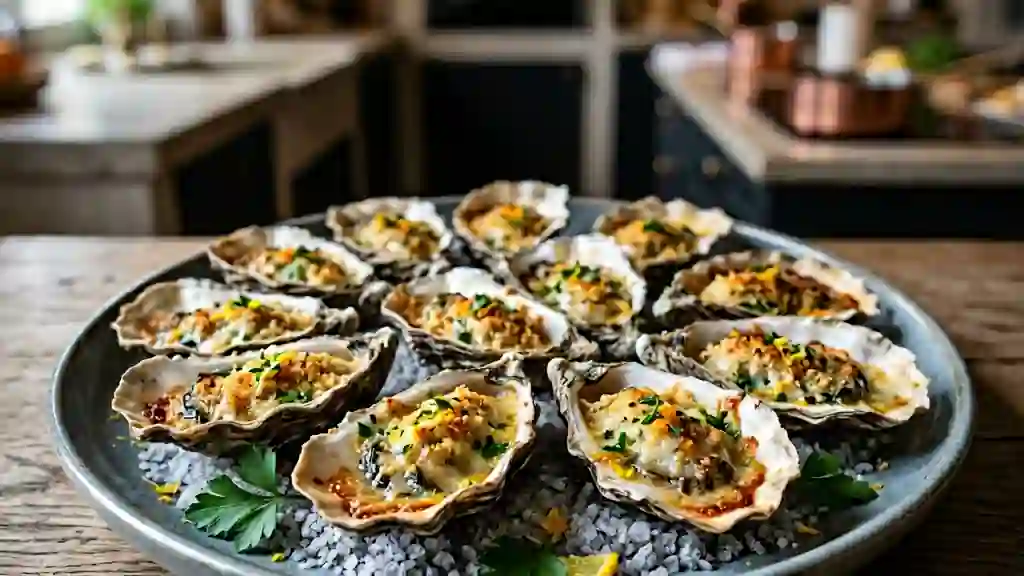 Huîtres gratinées au beurre d'agrumes - Photo de présentation