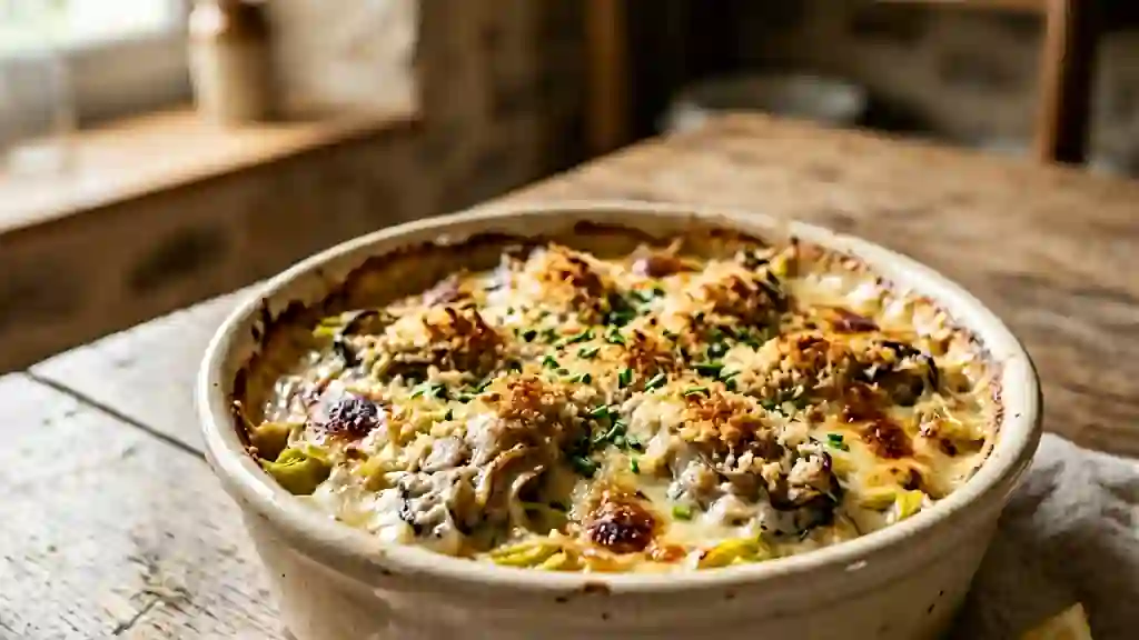 Huîtres gratinées sur fondue de poireaux - Photo de présentation
