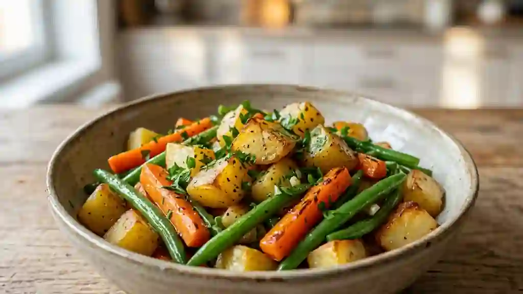 Poêlée de légumes croquants à l'ail et persil - Photo de présentation