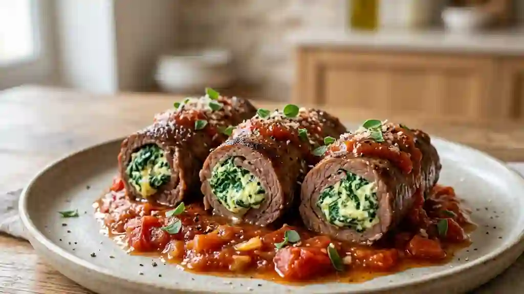 Involtini de bœuf tendres au cœur ricotta - Photo de présentation