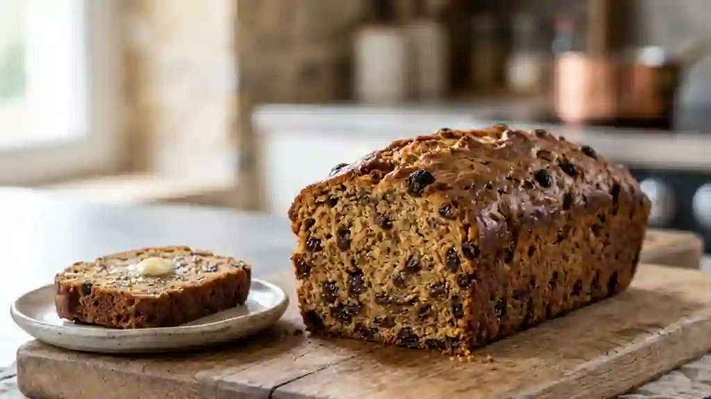 Cake irlandais au thé et raisins fondants - Photo de présentation