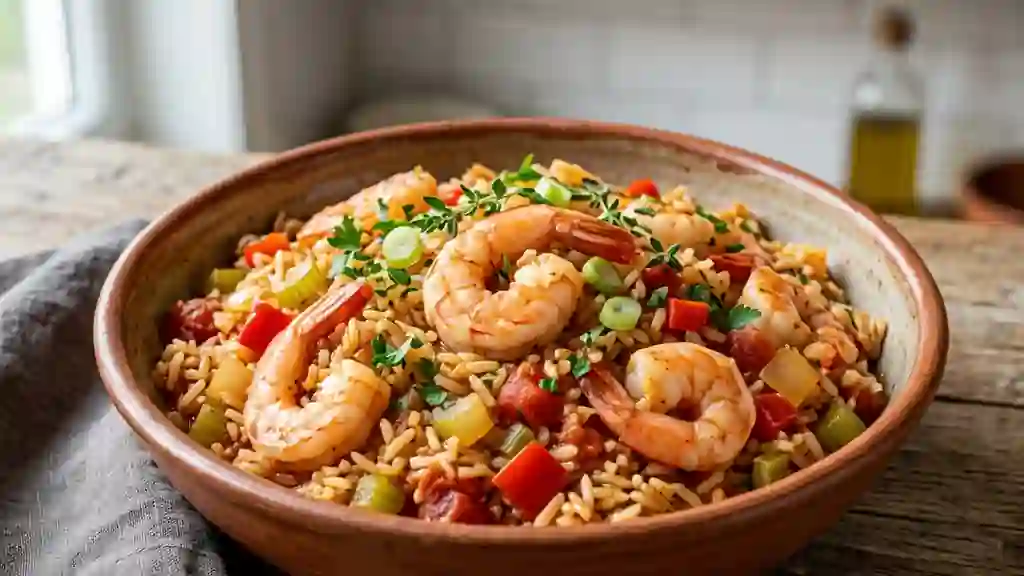 Jambalaya épicé aux crevettes - Photo de présentation