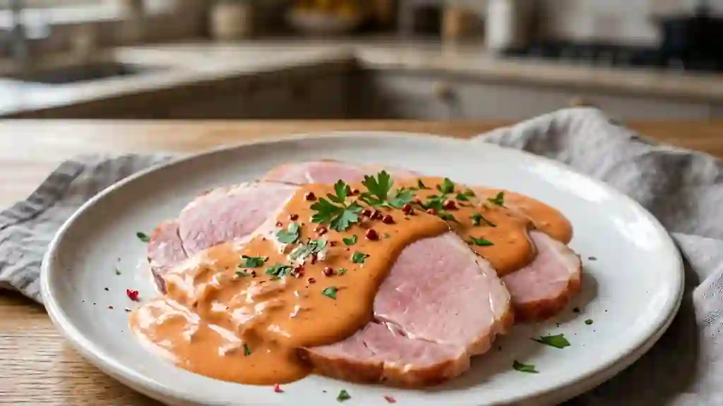 Jambon à la sauce Cardinal onctueuse - Photo de présentation